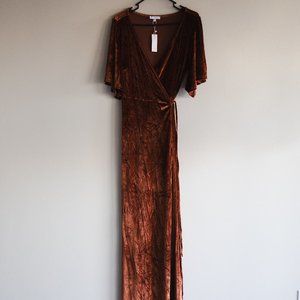 Baltic Born - Bronze Velvet Wrap Maxi Dress